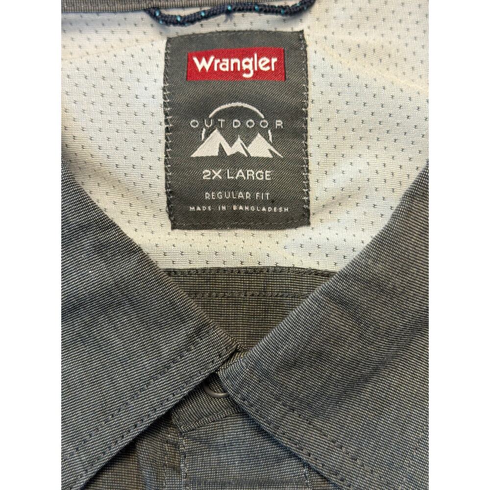 Wrangler Outdoor Regular Fit Men's Long Sleeve Gray 2XL Hiking Work Snap Button - Picture 3 of 9